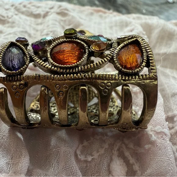 Vintage-Inspired Multicolor Gemstone Hair Clip - Picture 3 of 3